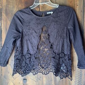 Black open back blouse!